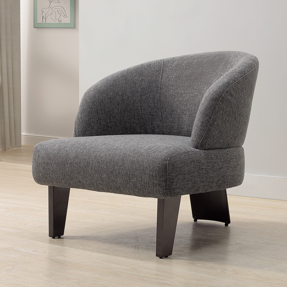 Bernice-艾維時尚灰色布面造型沙發椅/休閒單人椅/房間椅/會客椅/商務洽談椅/設計款餐椅