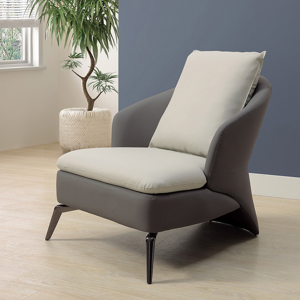 Bernice-昂迪現代風皮革造型沙發椅/休閒單人椅/房間椅/會客椅/商務洽談椅/設計款餐椅