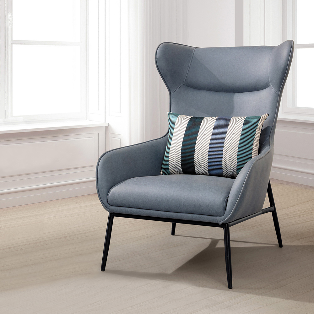 Bernice-薇諾現代風藍色皮革造型沙發椅/休閒單人椅/房間椅/會客椅/商務洽談椅/設計款餐椅