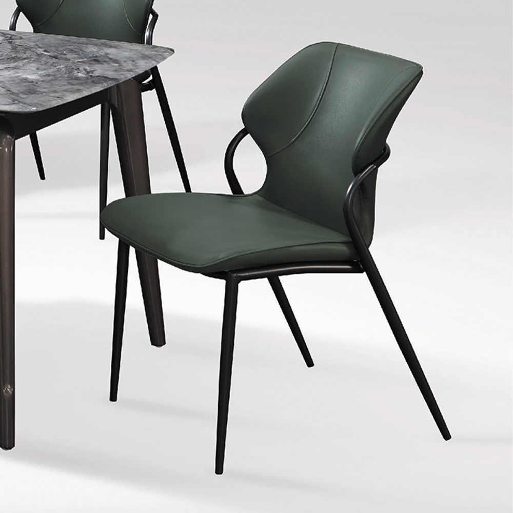 Bernice-沃斯現代風墨綠色皮革餐椅/休閒椅/洽談椅/商業椅/單椅