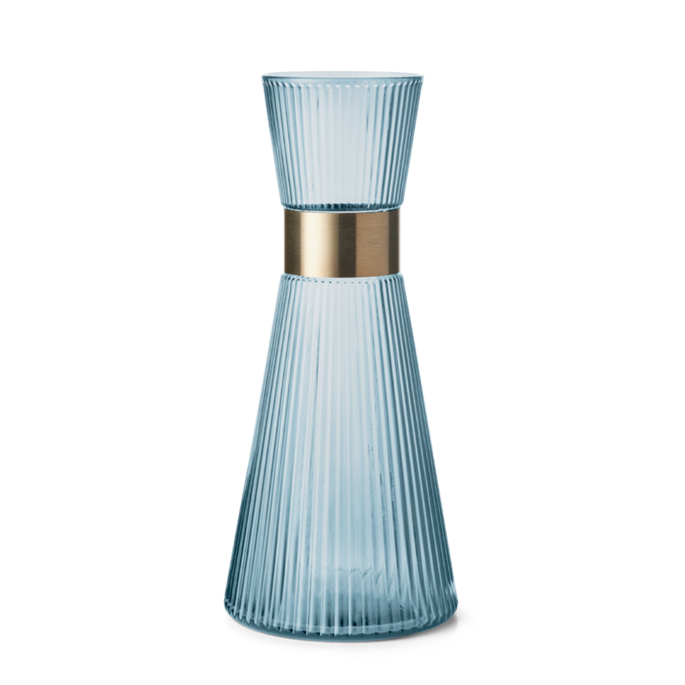 【北歐櫥窗】Rosendahl Grand Cru 摺紋玻璃水瓶（1L、限量海沫藍）