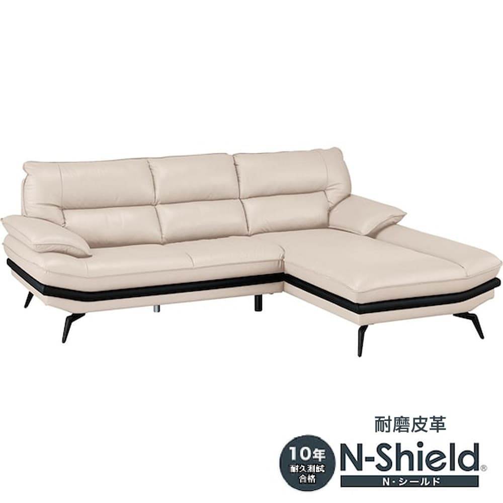 【NITORI 宜得利家居】◎耐磨皮革L型沙發 LOZO KD LC N-SHIELD BE