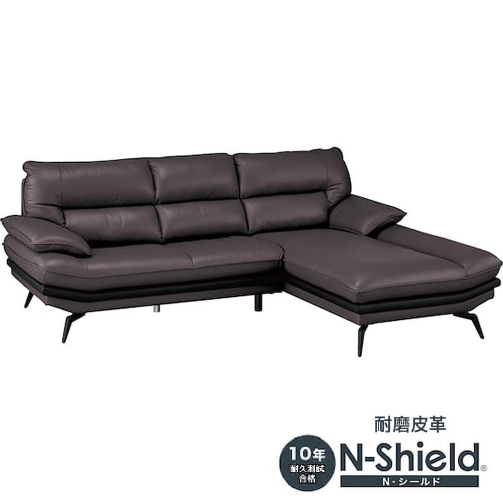 【NITORI 宜得利家居】◎耐磨皮革L型沙發 LOZO KD LC N-SHIELD DBR