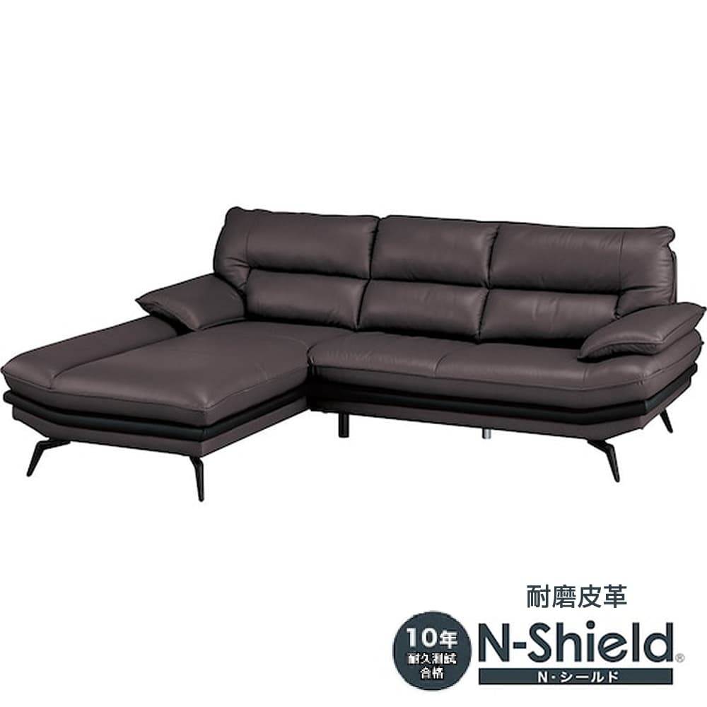 【NITORI 宜得利家居】◎耐磨皮革L型沙發 LOZO KD RC N-SHIELD DBR