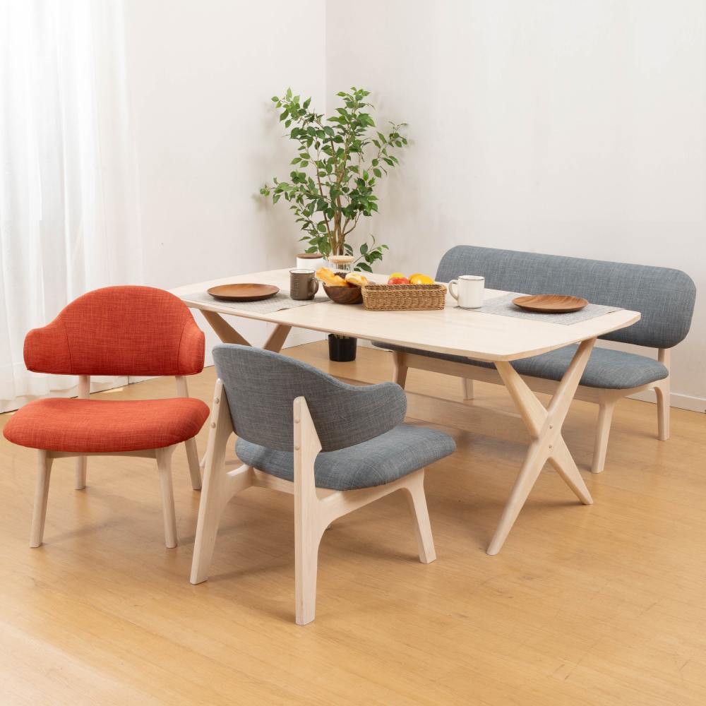 【NITORI 宜得利家居】◎防潑水貓抓布 實木餐桌椅4件組 RELAX WIDE 160 WW 扶手餐椅 NSF WW/OR/GY
