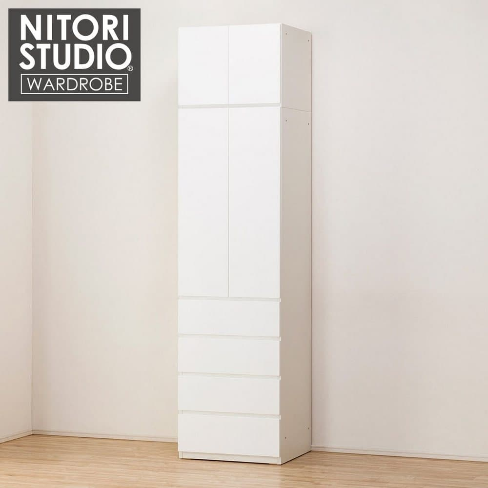 【NITORI 宜得利家居】◎耐震機能 衣櫥 附上櫃 PORTE-D 60BC 60U WH