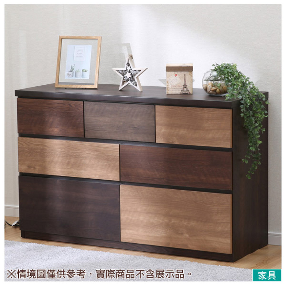【NITORI 宜得利家居】◎拼色矮整理衣櫃 鬥櫃 RANDAM 120LC DBR