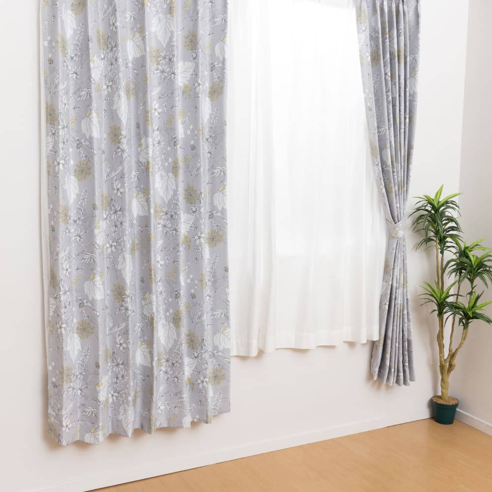 【NITORI 宜得利家居】遮光2級 隔熱 窗簾兩件組 LEAF GY 100×200×2