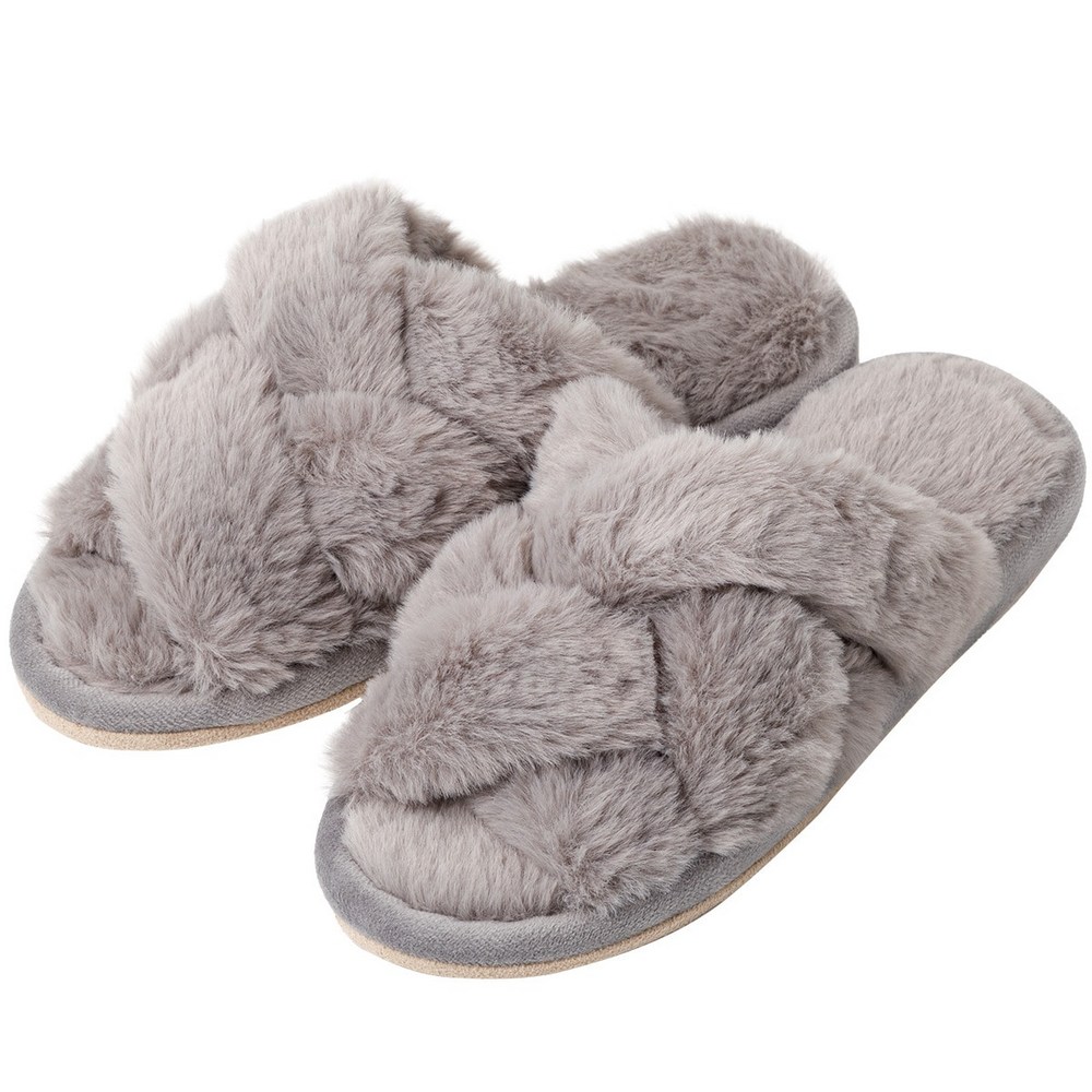 【NITORI 宜得利家居】室內拖鞋 BRAIDEDFUR DGY M