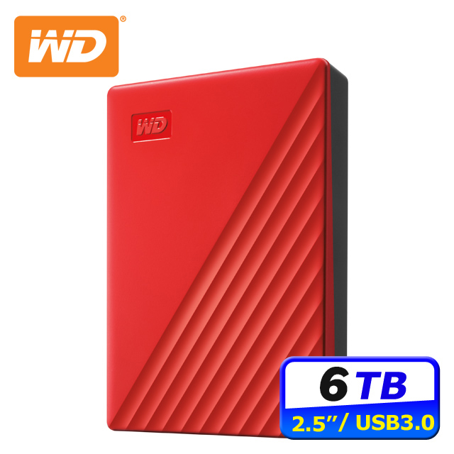 WD My Passport 6TB 2.5吋行動硬碟-紅(WDBR9S0060BRD-WESN)