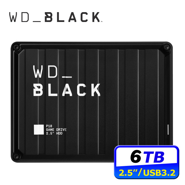 WD 黑標 P10 Game Drive 6TB 2.5吋電競行動硬碟(WDBZ7D0060BBK-WESN)