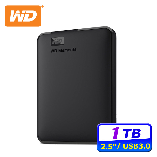 WD Elements 1TB 2.5吋行動硬碟(WDBUZG0010BBK-WESN)