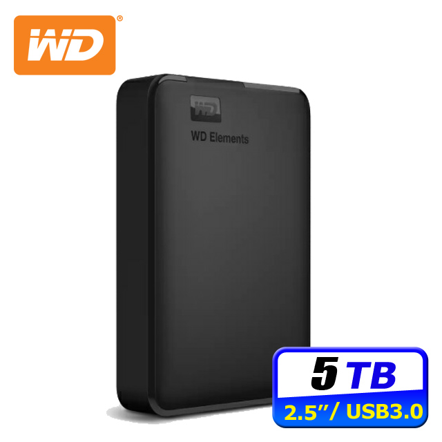 WD Elements 5TB 2.5吋行動硬碟(WDBU6Y0050BBK-WESN)