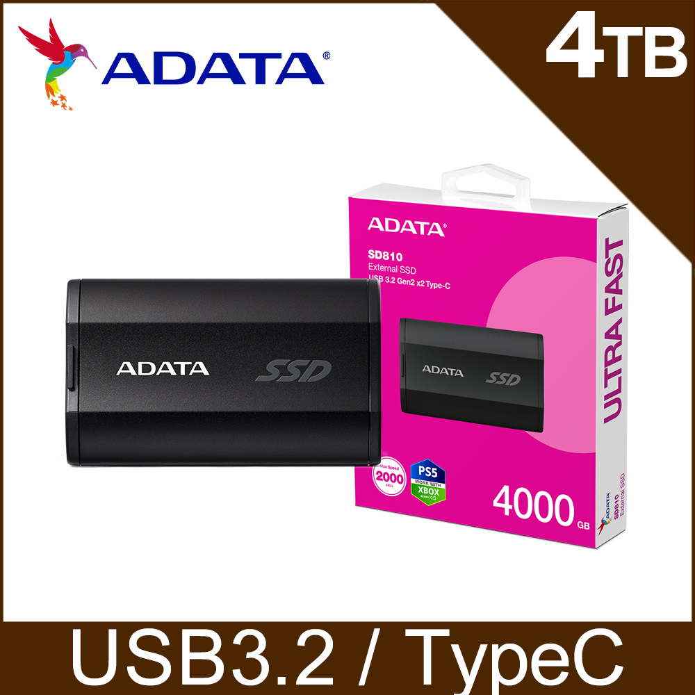 ADATA 威剛 SD810 4TB 外接式固態硬碟SSD(黑)