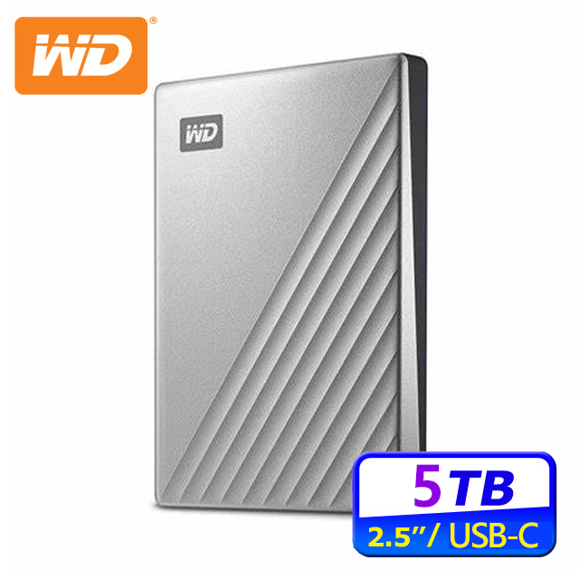 WD 威騰 My Passport Ultra for mac USB-C 5TB 2.5吋行動硬碟(炫光銀)(BPMV0050BSL-WESN)