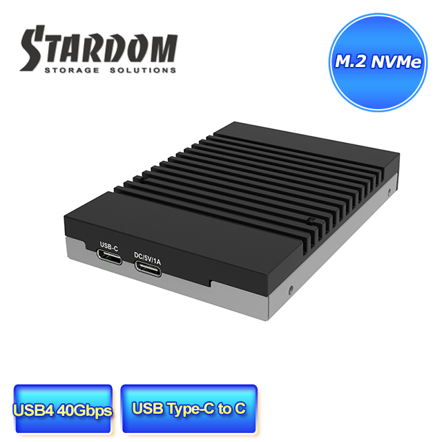 STARDOM UBOX-B4BP USB4 Type-C 單槽M.2 NVMe SSD外接盒