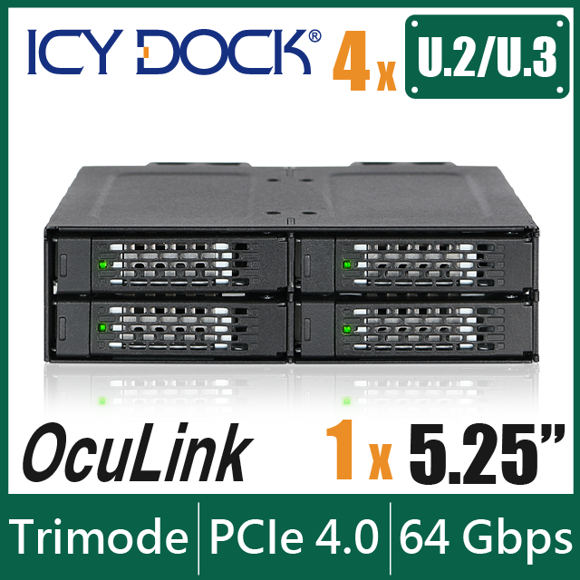 ICY DOCK 4層式 2.5”NVMe U.2/U.3 SSD PCIe 4.0 硬碟抽取盒 (MB699VP-B V3)