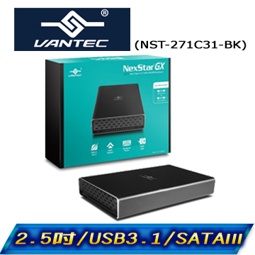 凡達克傳輸精靈 2.5" SATA 轉 USB 3.1 Gen II Type-C SSD/HDD 硬碟外接盒(NST-271C31-BK)