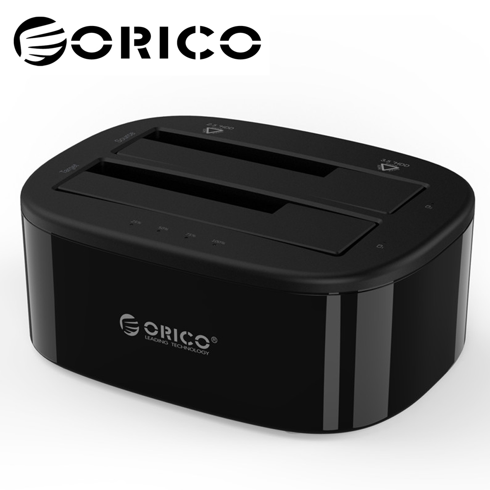 ORICO 2.5吋/3.5吋 USB3.0雙槽 / 拷貝通用硬碟座-經典黑(6228US3-C)