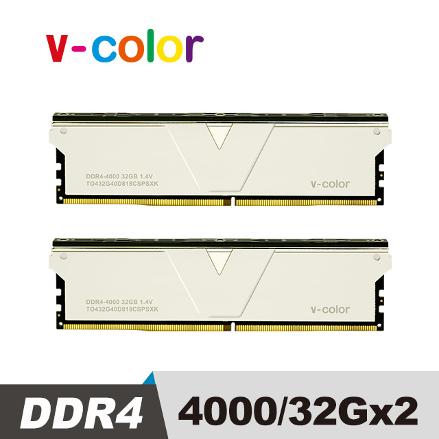 v-color 全何 Skywalker Plus 系列 DDR4 4000 64GB (32GBx2) 桌上型超頻記憶體 (銀)