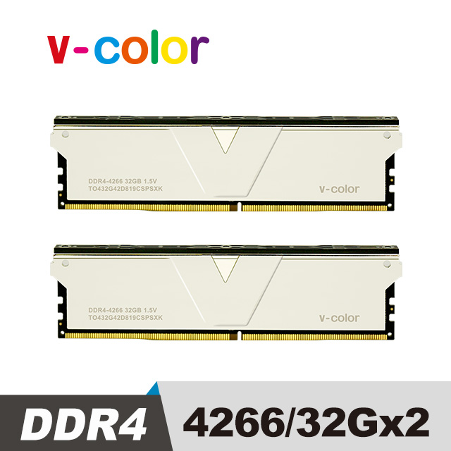 v-color 全何 Skywalker Plus 系列 DDR4 4266 64GB (32GBx2) 桌上型超頻記憶體 (銀)