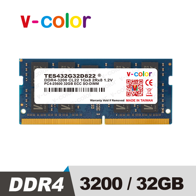 v-color 全何 DDR4 3200 32GB ECC SO-DIMM 伺服器專用記憶體