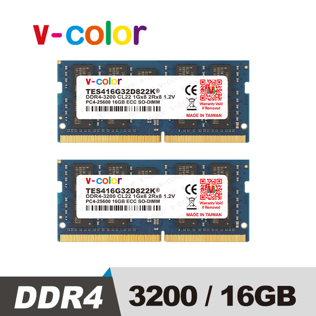 v-color 全何 DDR4 3200 32GB(16GBx2) ECC SO-DIMM 伺服器專用記憶體