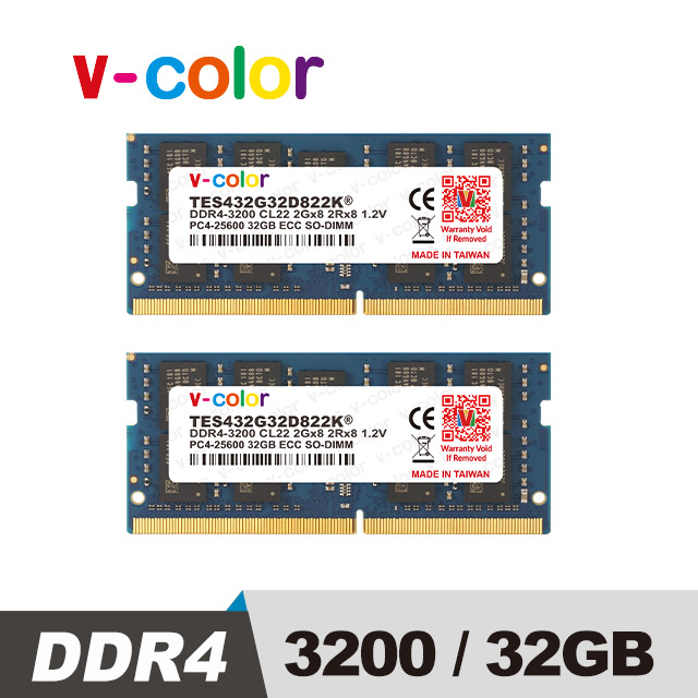 v-color 全何 DDR4 3200 64GB (32GBx2) ECC SO-DIMM 伺服器專用記憶體
