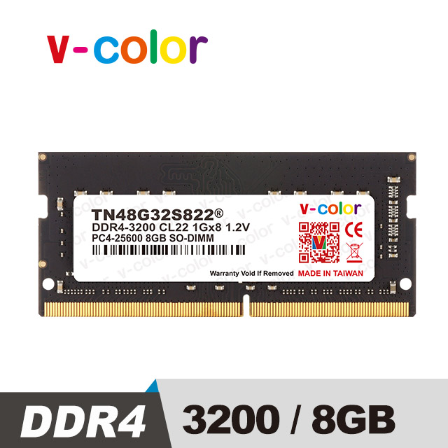 v-color 全何 8GB (8GBx1) DDR4 3200MHz 筆記型記憶體