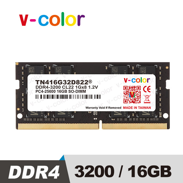 v-color 全何 16GB (16GBx1) DDR4 3200MHz 筆記型記憶體