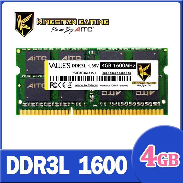 AITC 艾格 Value S DDR3L 4GB 1600 筆記型記憶體