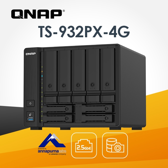 [Seagate NAS碟(3年保) 8TB*2 QNAP TS-932PX-4G NAS (9Bay/ARM/4GB/10GbE)