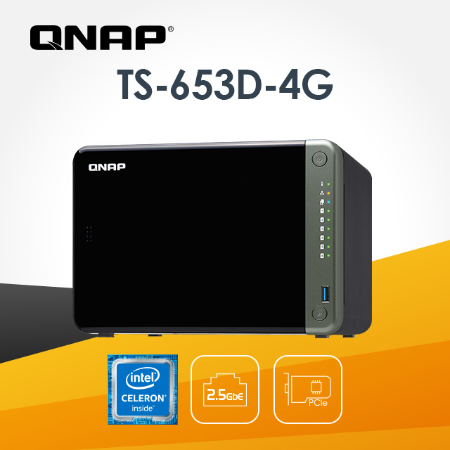[Seagate NAS碟(3年保) 8TB*2 QNAP TS-653D-4G 雙 2.5GbE NAS (6Bay/Intel/4GB)
