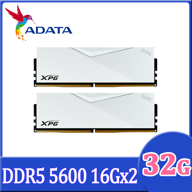 ADATA 威剛 XPG Lancer DDR5 5600 32GB(16Gx2) 桌上型超頻記憶體(白色)