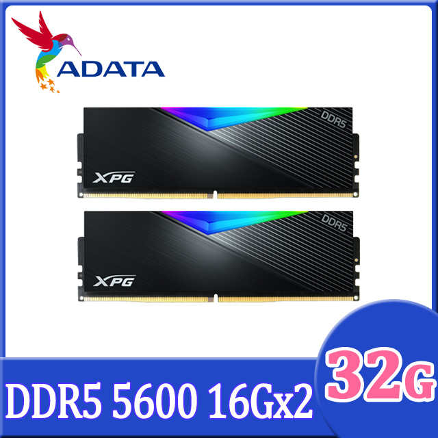 ADATA 威剛 XPG Lancer DDR5 5600 32GB(16Gx2) RGB 桌上型超頻記憶體(黑色)