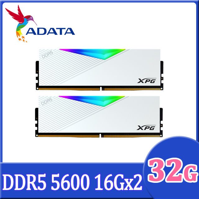 ADATA 威剛 XPG Lancer DDR5 5600 32GB(16Gx2) RGB 桌上型超頻記憶體(白色)