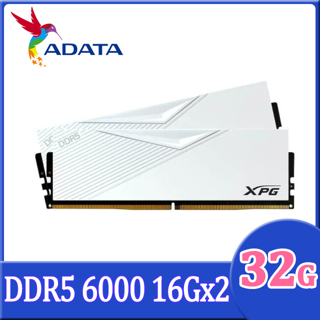 ADATA 威剛 XPG Lancer DDR5 6000 32GB(16Gx2) 桌上型超頻記憶體(白色)