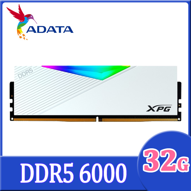 ADATA 威剛 XPG Lancer DDR5 6000 32GB RGB 桌上型超頻記憶體(白色)