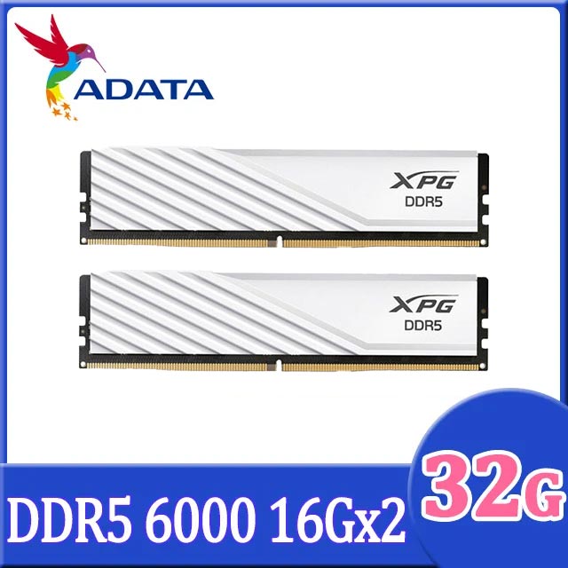 ADATA 威剛 XPG Lancer Blade DDR5 6000 32GB(16Gx2) 桌上型超頻記憶體(白色)(AX5U6000C3016G-DTLABWH)
