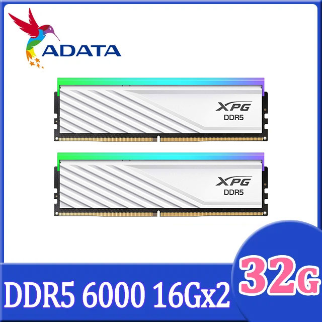 ADATA 威剛 XPG Lancer Blade RGB DDR5 6000 32GB(16Gx2) 桌上型超頻記憶體(白色)