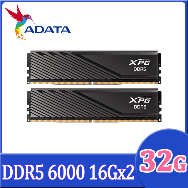 ADATA 威剛 XPG Lancer DDR5 6000 32GB(16Gx2) RGB 桌上型超頻記憶體(黑色) (AX5U6000C3016G-DTLABBK)