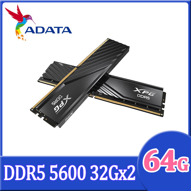 ADATA 威剛 XPG Lancer DDR5 5600 64GB(32Gx2) 桌上型超頻記憶體(黑色) (AX5U5600C4632G-DTLABBK)