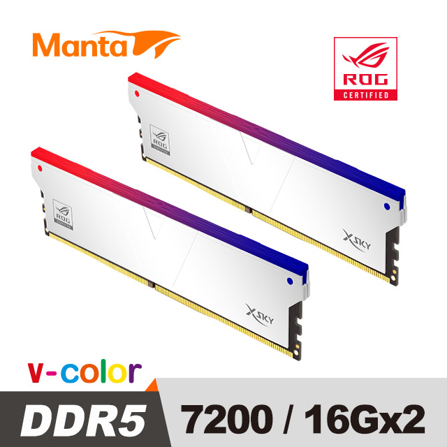 v-color 全何 Manta XSKY DDR5 7200 32GB(16GB*2) RGB 桌上型超頻記憶體(銀)