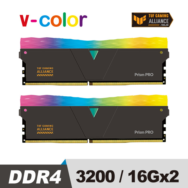 v-color 全何 TUF GAMING 聯盟認證 DDR4 Prism Pro 3200 32GB (16GBx2) RGB 桌上型超頻記憶體
