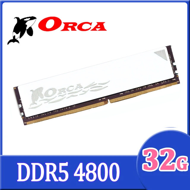 ORCA 威力鯨 DDR5 32GB 4800 桌上型記憶體-白