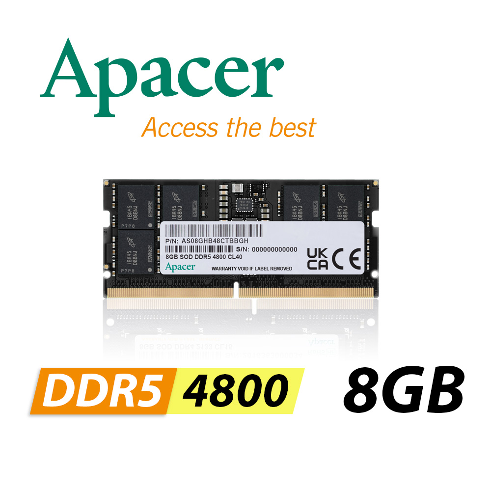 Apacer宇瞻 DDR5 4800 8GB 筆記型記憶體(FS.08G2A.RTH)