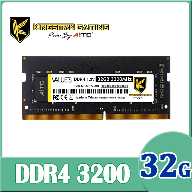 AITC 艾格 Value S DDR4 32GB 3200 SODIMM 筆記型記憶體