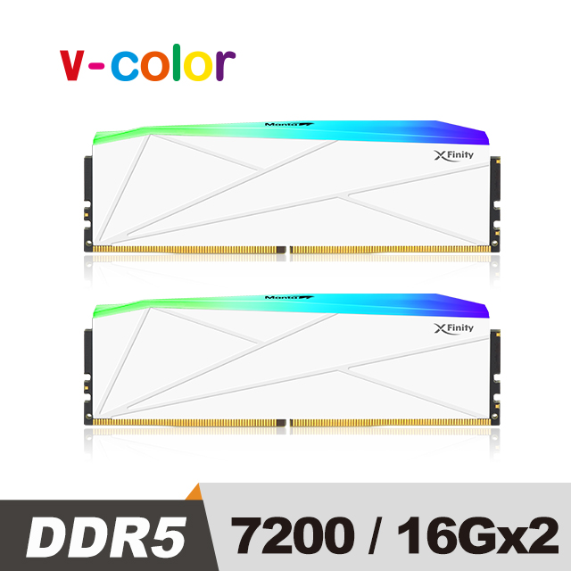 DDR5 MANTA XFinity 7200 32GB (16GBx2) RGB 桌上型超頻記憶體 (白色)