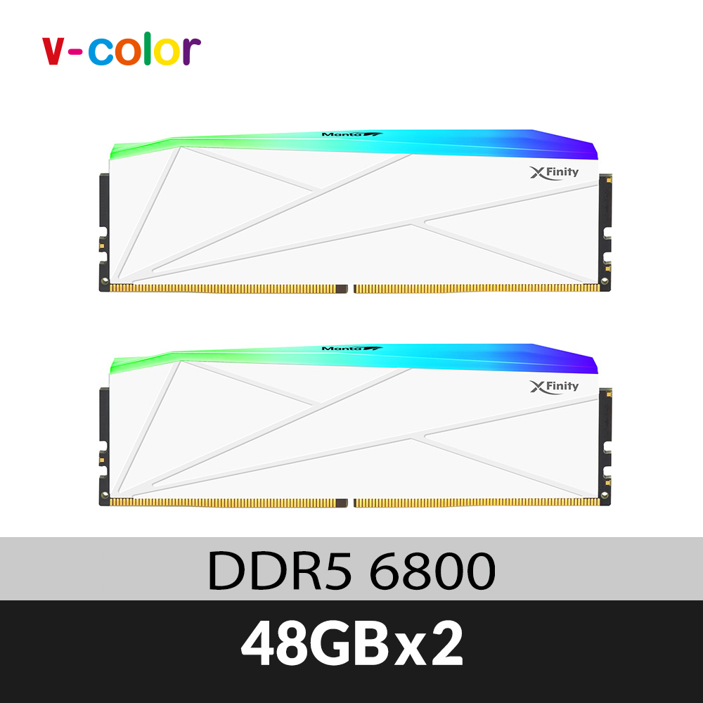 DDR5 MANTA XFinity 6800 96GB (48GBx2) RGB 桌上型超頻記憶體 (白色)