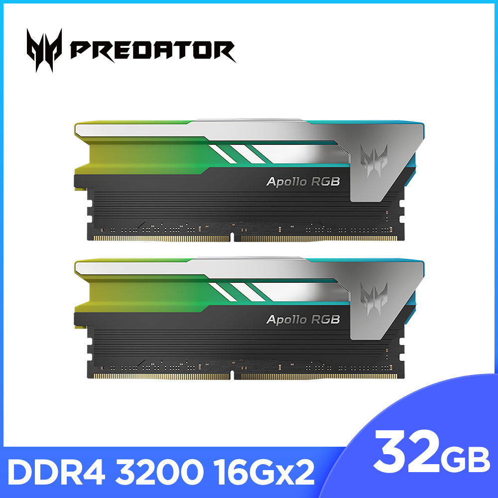 Acer Predator Appllo DDR4-3200 32G(16*2)(CL16) RGB超頻桌上型記憶體